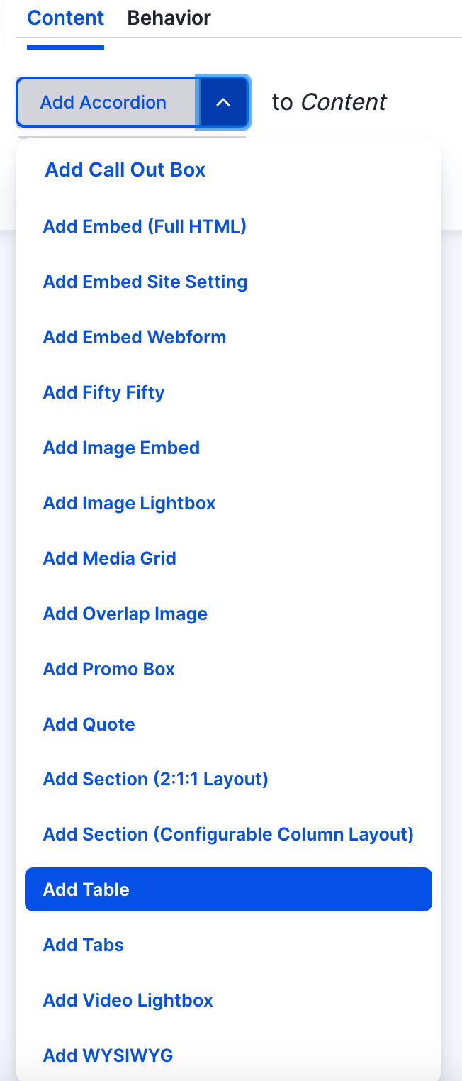 choose table paragraph type