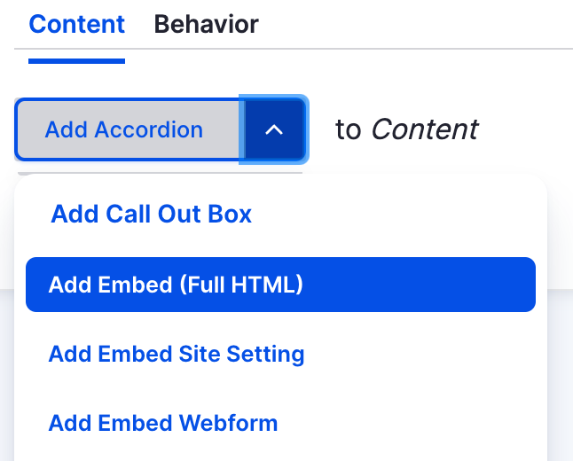 add Embed (Full HTML)